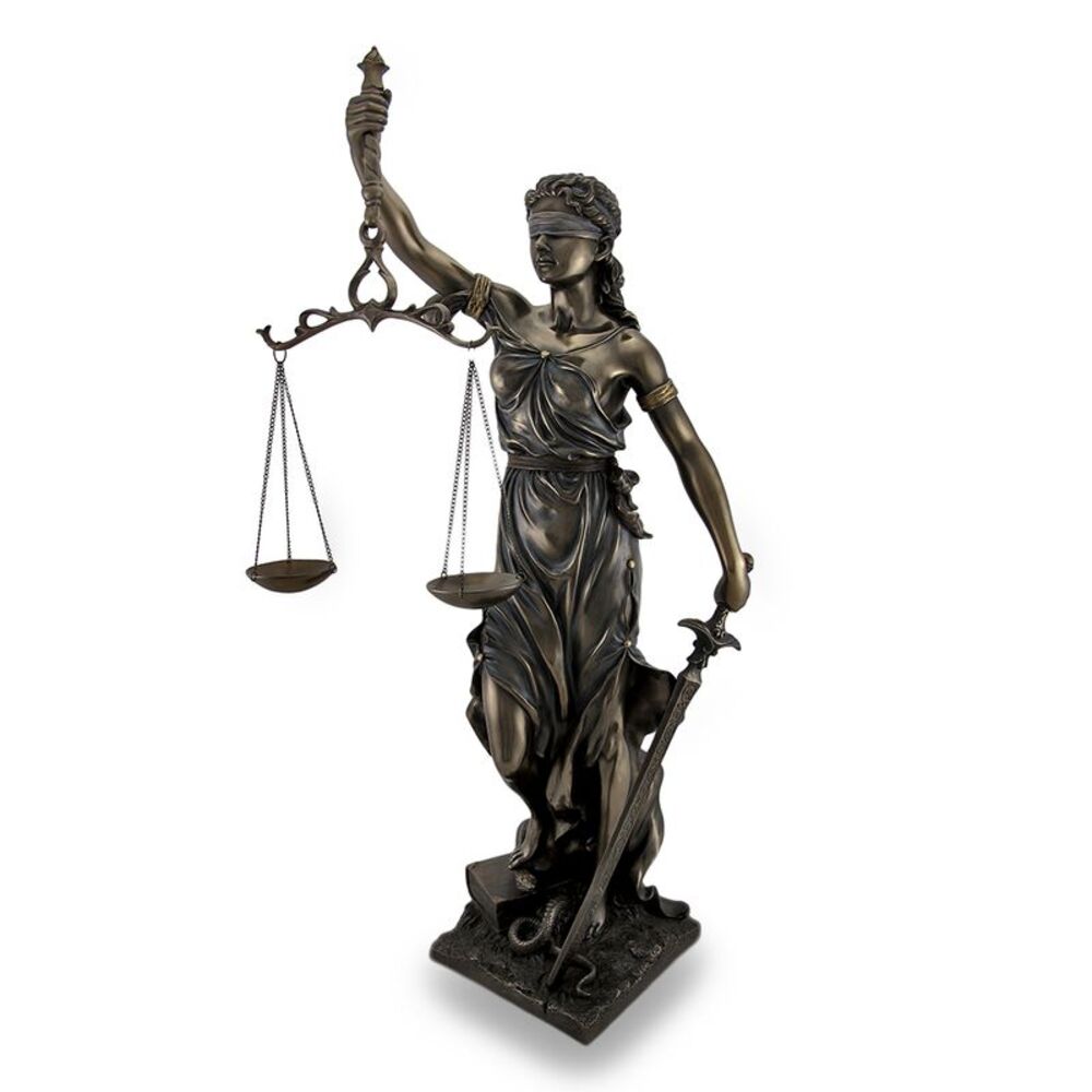Bronzed Goddess of Justice `Themis` Sculptured Statue